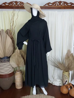 Jubah 3 Set Ceruty Black