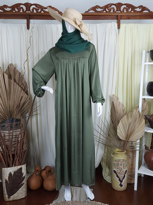 Gamis Gamis Baby Doll Kerut Green Olive 1 green_ollive_1