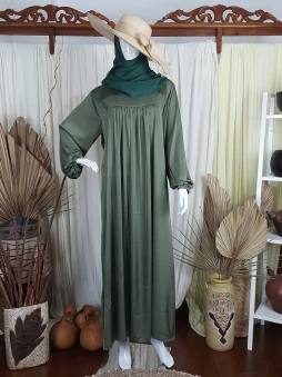 Gamis Baby Doll Kerut Green Olive