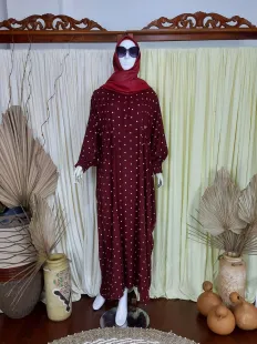 Gamis Kaftan Daily Polkadot Maroon 1 img_20220720_wa0011