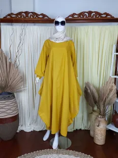 Gamis Sahara Linen Dress Yellow 1 mustard_1