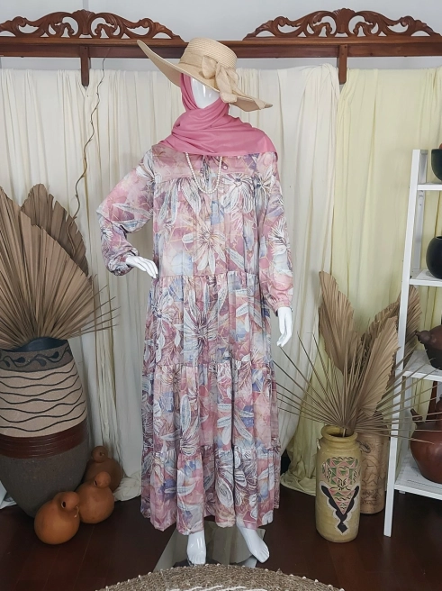 Gamis Dress Armani Flower Pink 1 pink_1