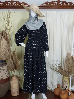 Smock Dress Polkadot Black